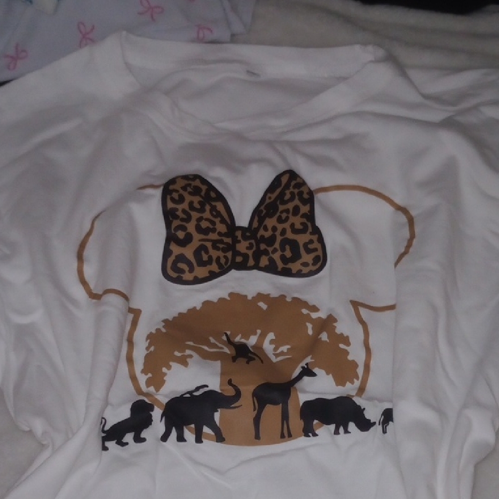 Disney White and Brown Animal Print Kids Tee